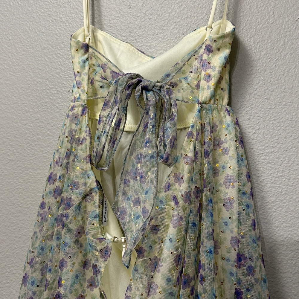 Lucy in the Sky Mesh Sequin Floral Babydoll Dress - Picture 8 of 13